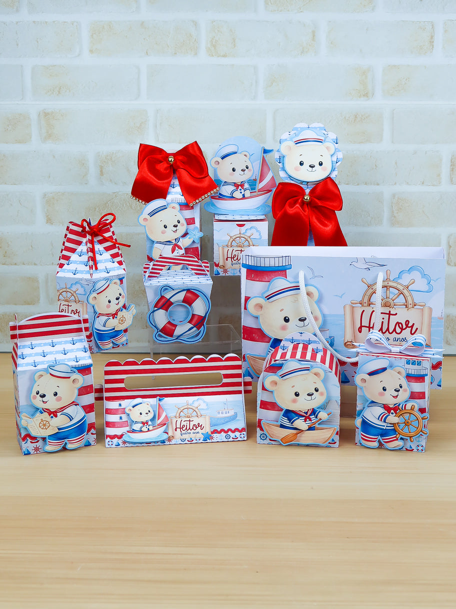 Personalized Party Favor Box Kit- Sailor Bear