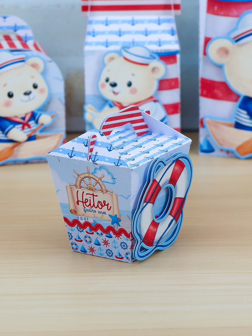 Personalized Party Favor Box Kit- Sailor Bear