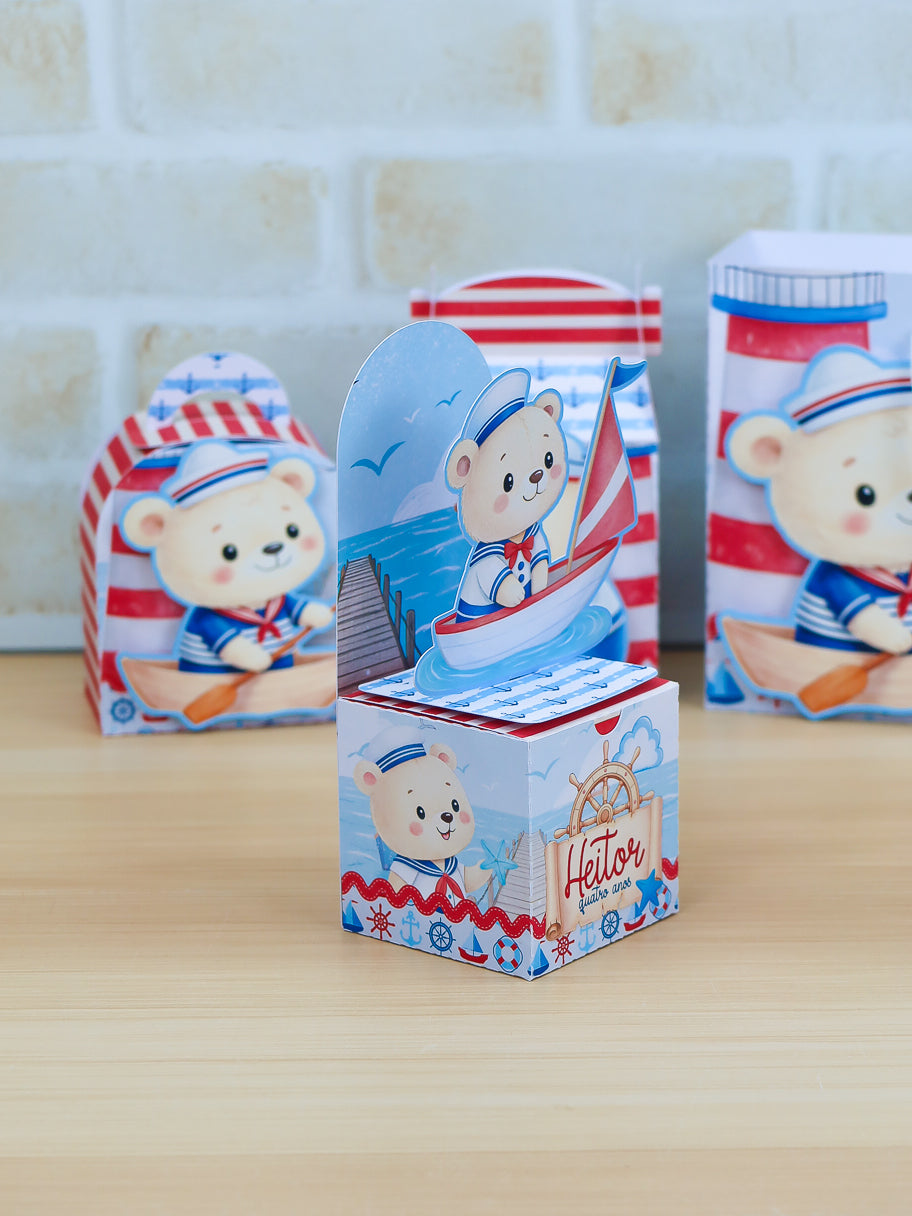 Personalized Party Favor Box Kit- Sailor Bear