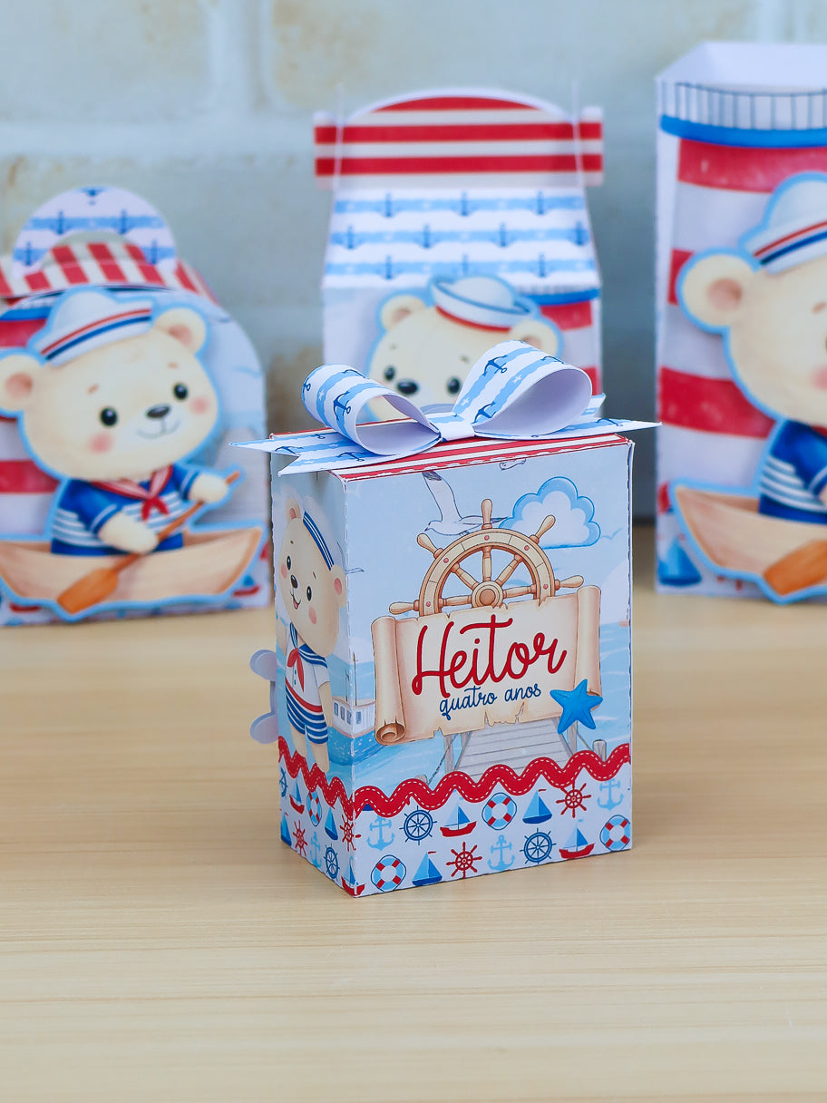 Personalized Party Favor Box Kit- Sailor Bear