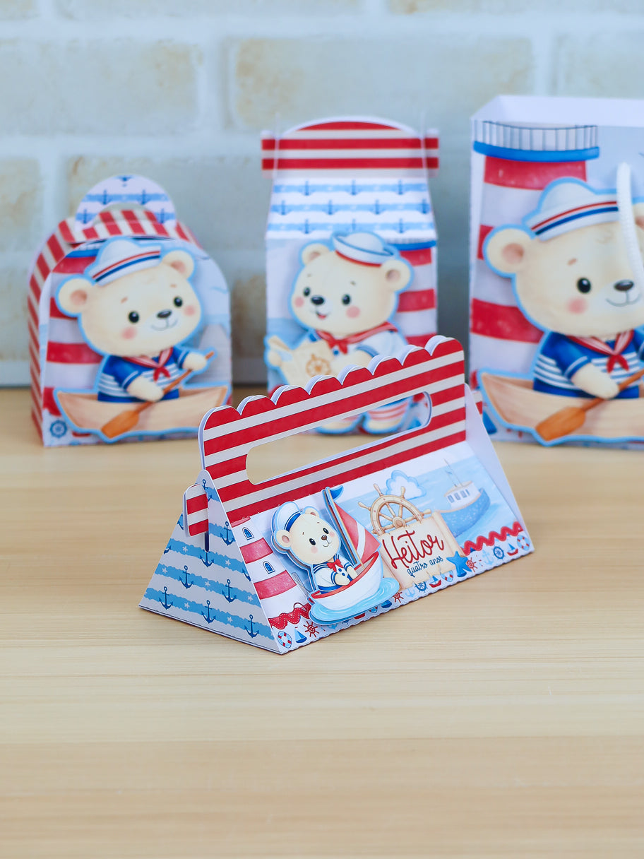 Personalized Party Favor Box Kit- Sailor Bear