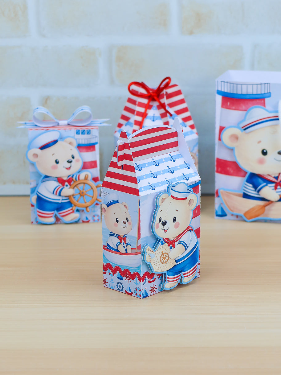 Personalized Party Favor Box Kit- Sailor Bear