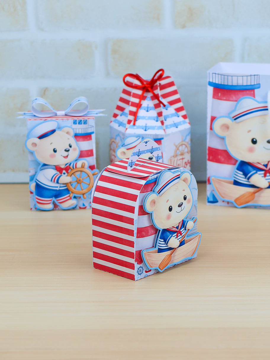 Personalized Party Favor Box Kit- Sailor Bear