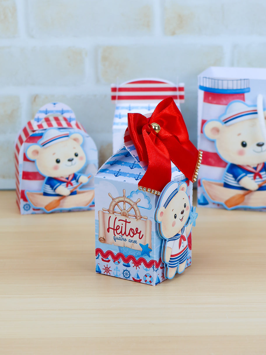Personalized Party Favor Box Kit- Sailor Bear