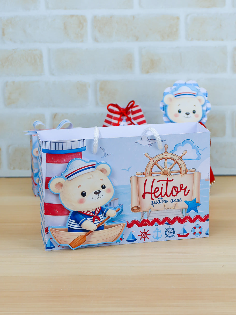 Personalized Party Favor Box Kit- Sailor Bear