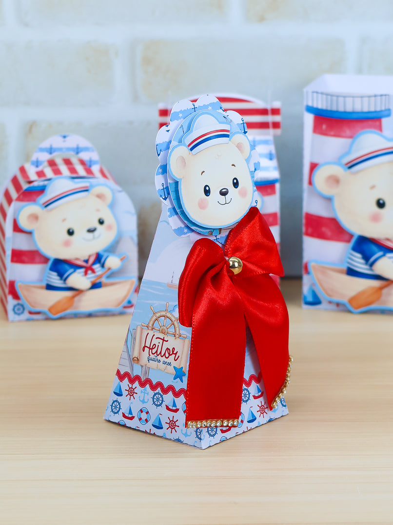 Personalized Party Favor Box Kit- Sailor Bear