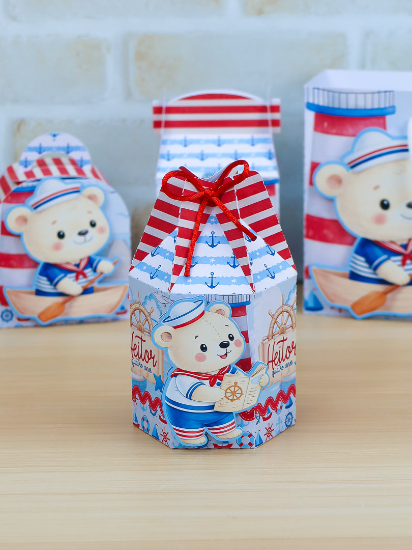 Personalized Party Favor Box Kit- Sailor Bear