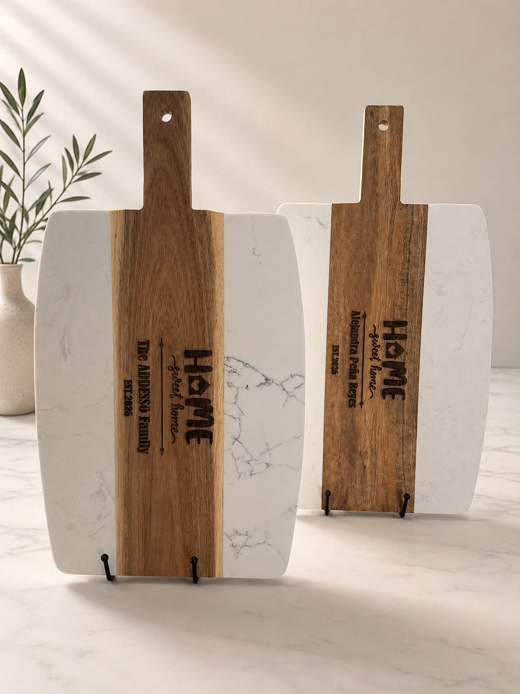 Marble & Acacia Wood Cutting Board – Large | 17" × 11" – photo 2