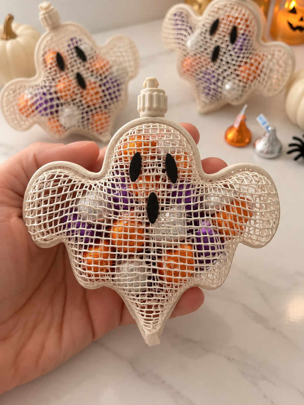 Set of 10 Halloween Ghost Candy Favor Box – 3D Printed