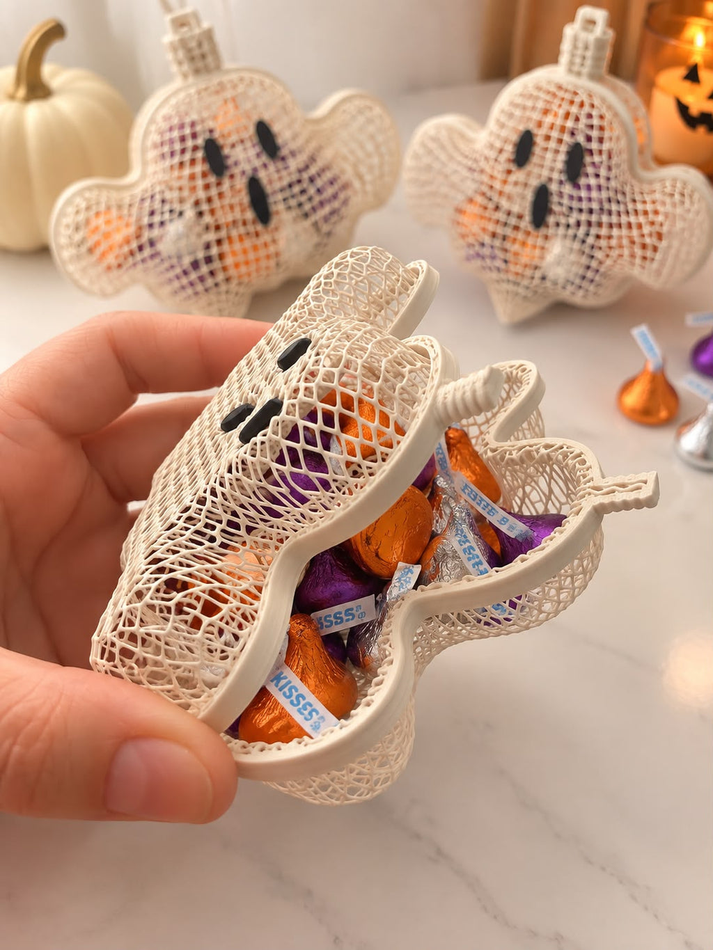 Set of 10 Halloween Ghost Candy Favor Box – 3D Printed