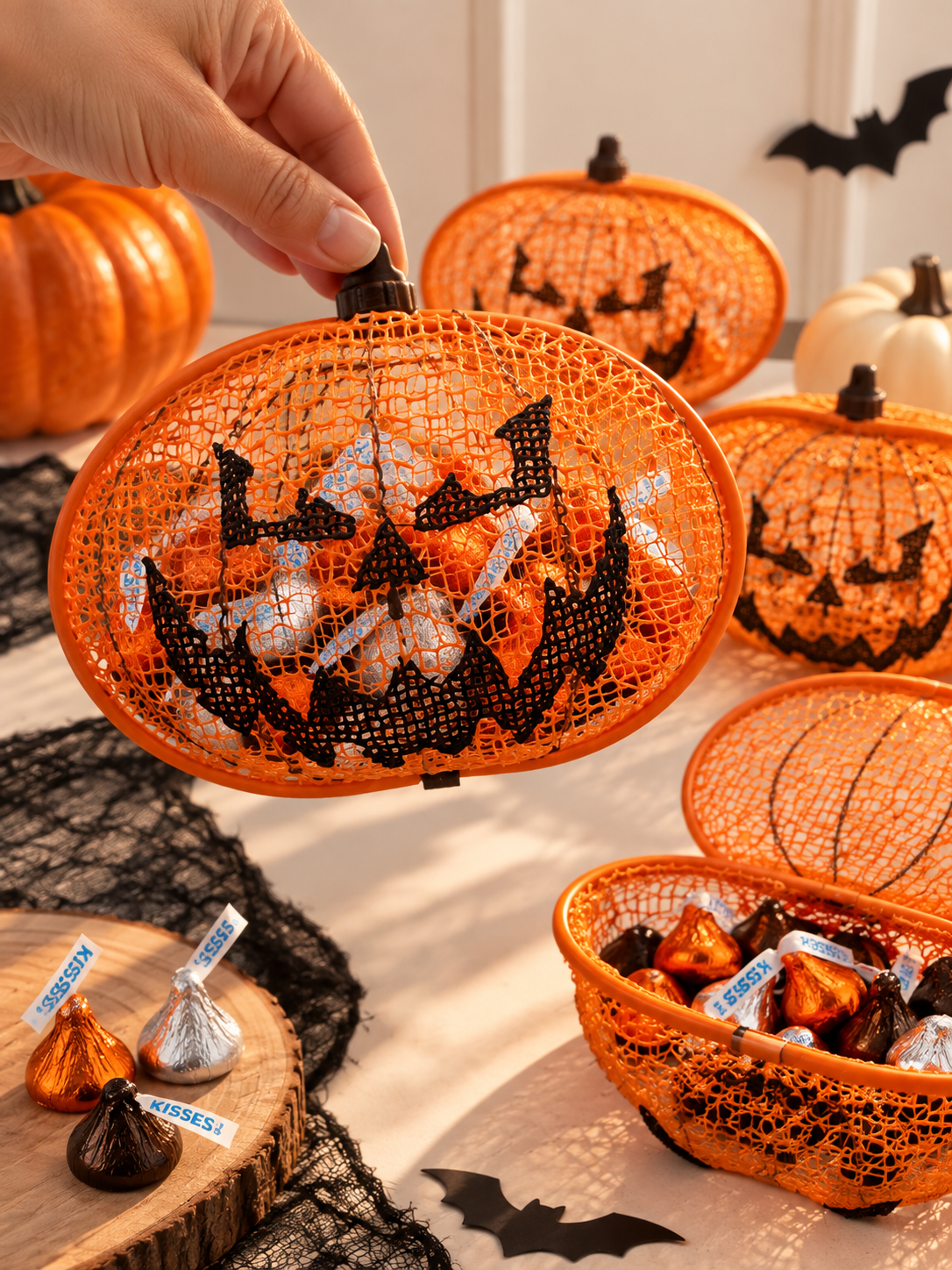Set of 10 Halloween Pumpkin Candy Favor Boxes - 3D Printed