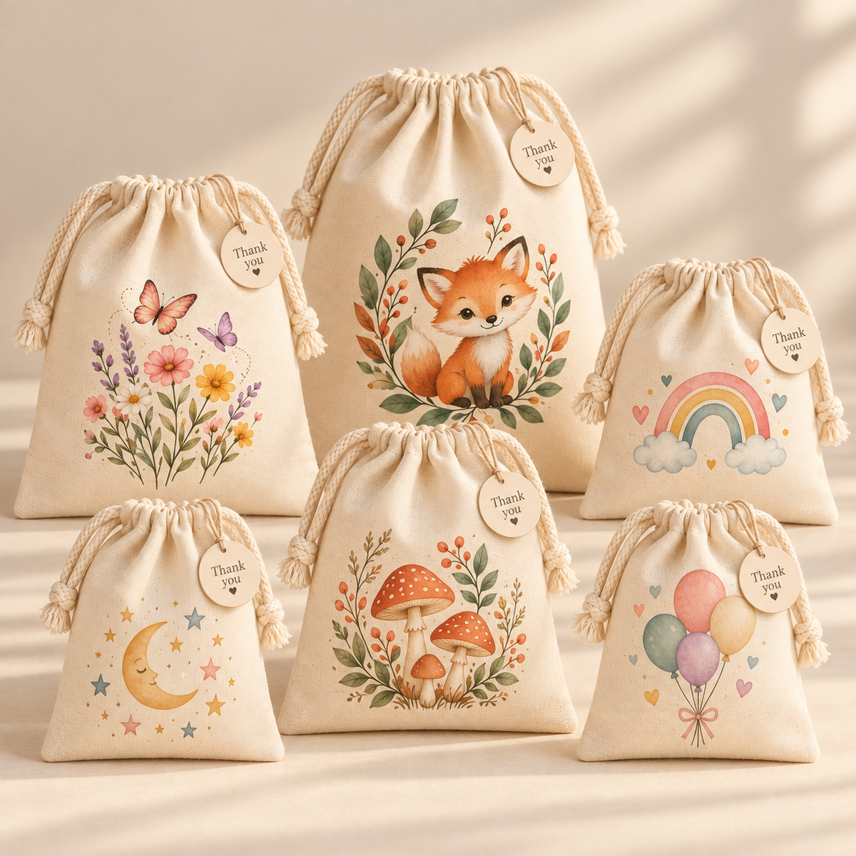 Personalized Cotton Drawstring Favor Bags