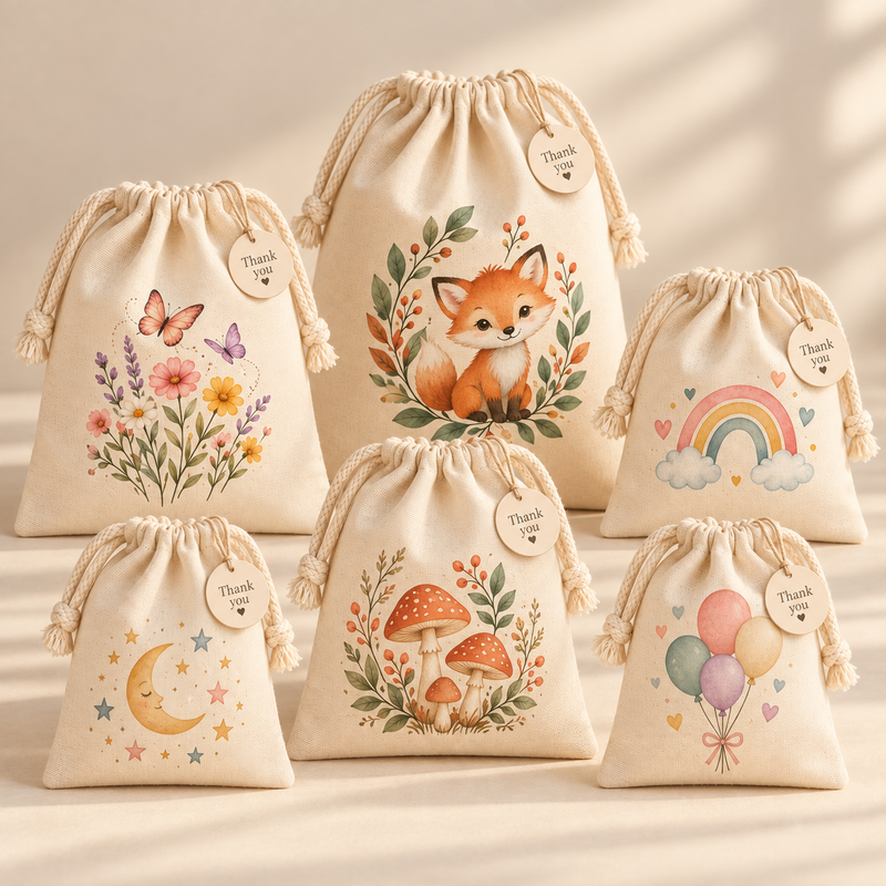 Personalized Cotton Drawstring Favor Bags